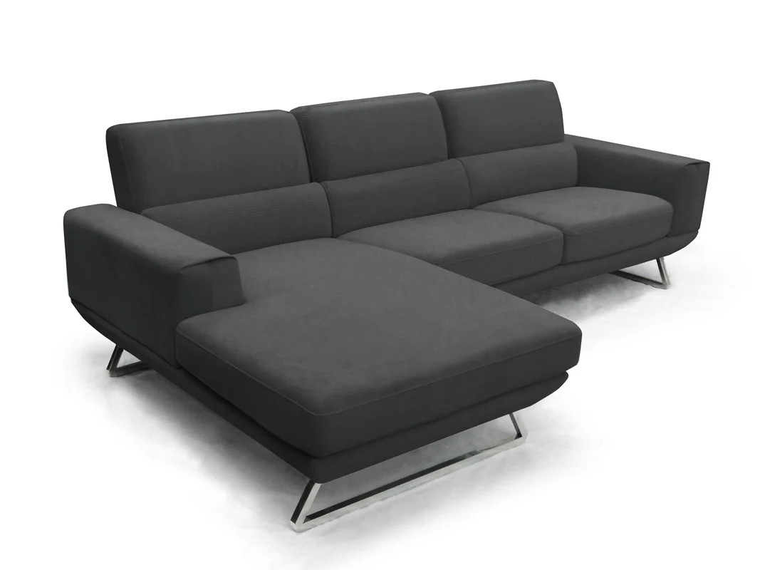 33' Dark Grey Fabric Foam Wood and Steel Sectional Sofa By Homeroots - Image 2