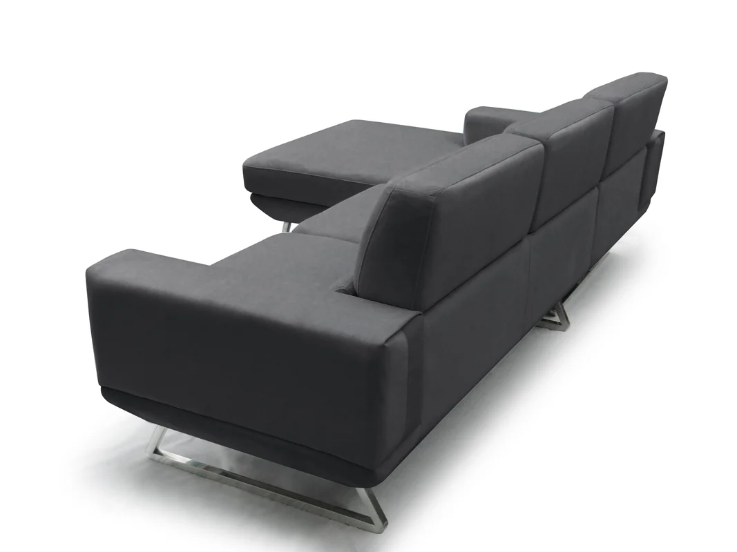 33' Dark Grey Fabric Foam Wood and Steel Sectional Sofa By Homeroots - Image 3