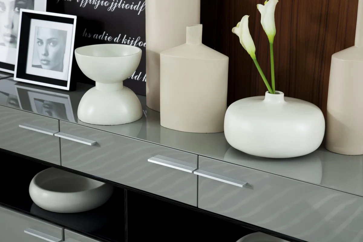 33' Grey High Gloss Glass Buffet By Homeroots - Image 2