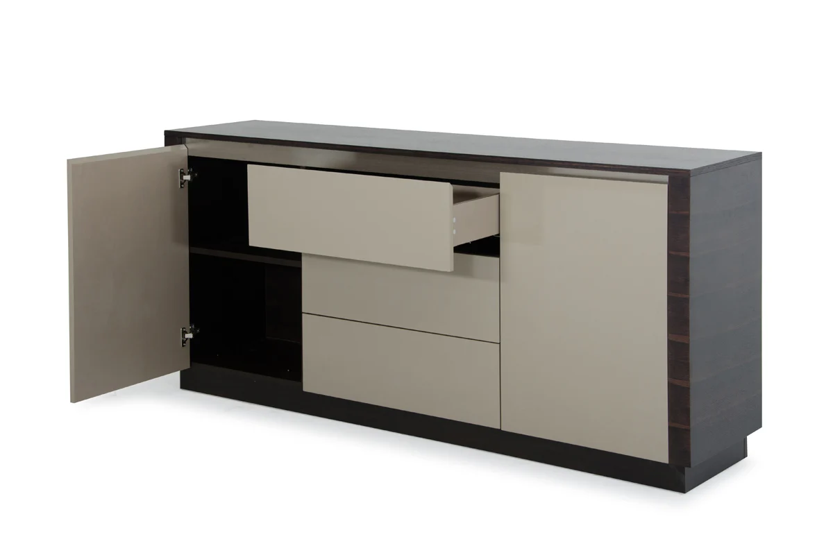 33' Oak And Grey Gloss Veneer And Mdf Buffet By Homeroots - Image 3