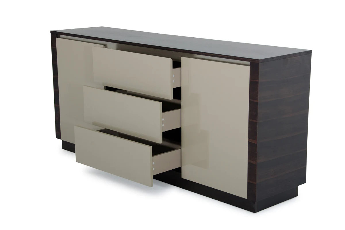 33' Oak And Grey Gloss Veneer And Mdf Buffet By Homeroots - Image 4