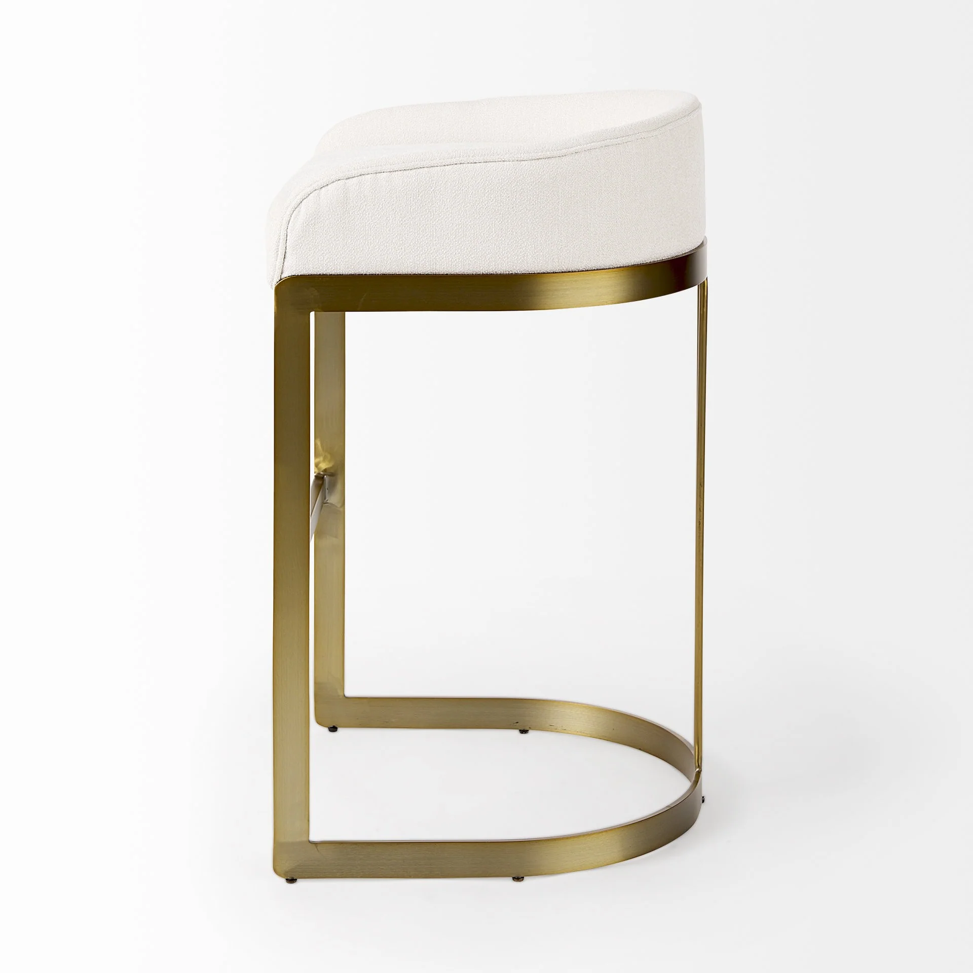 33" Off White And Gold Low Back Bar Stool By Homeroots - Image 3