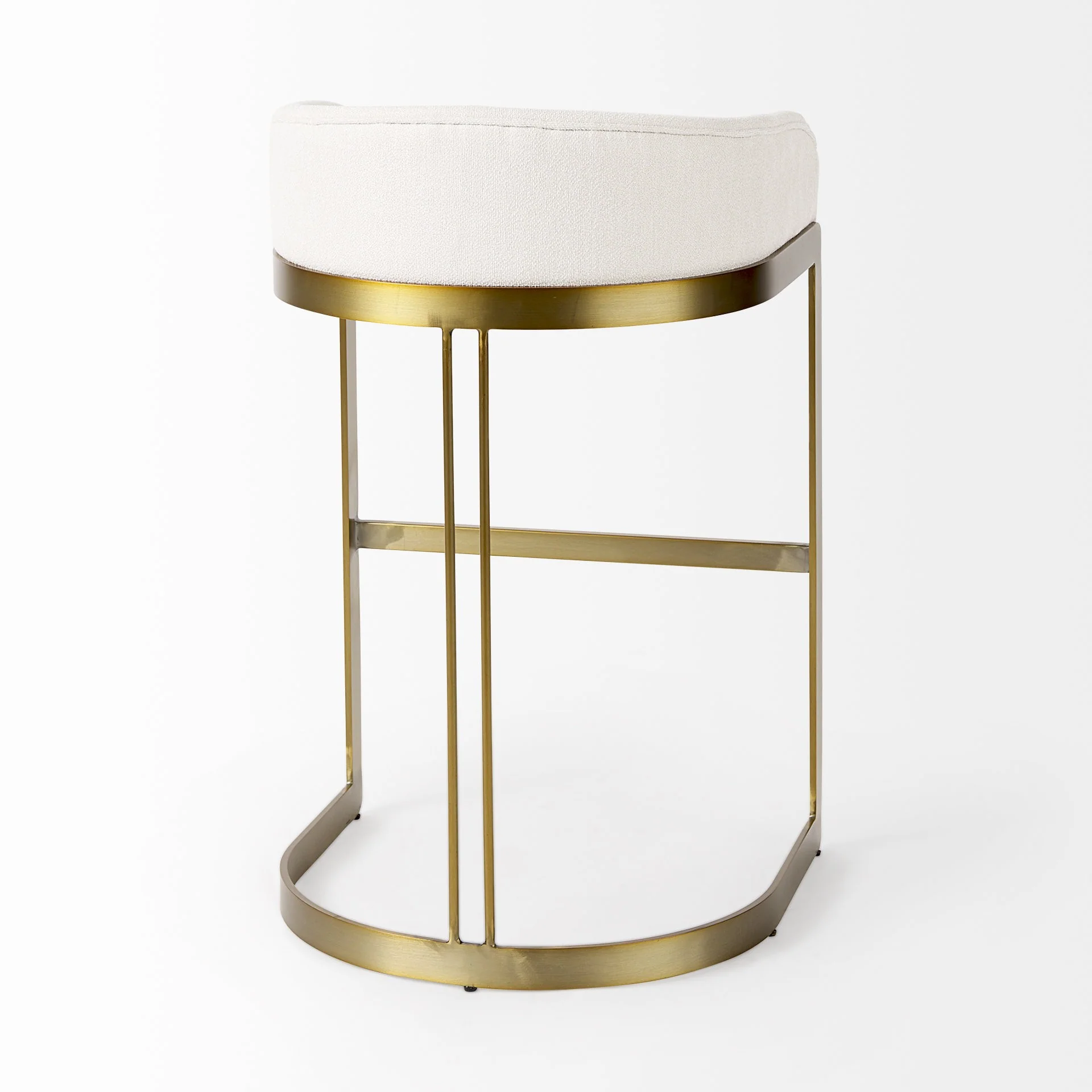 33" Off White And Gold Low Back Bar Stool By Homeroots - Image 5