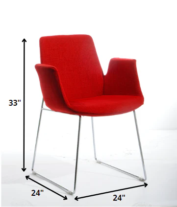 33' Red Polyester Fabric And Metal Dining Chair By Homeroots - Image 2