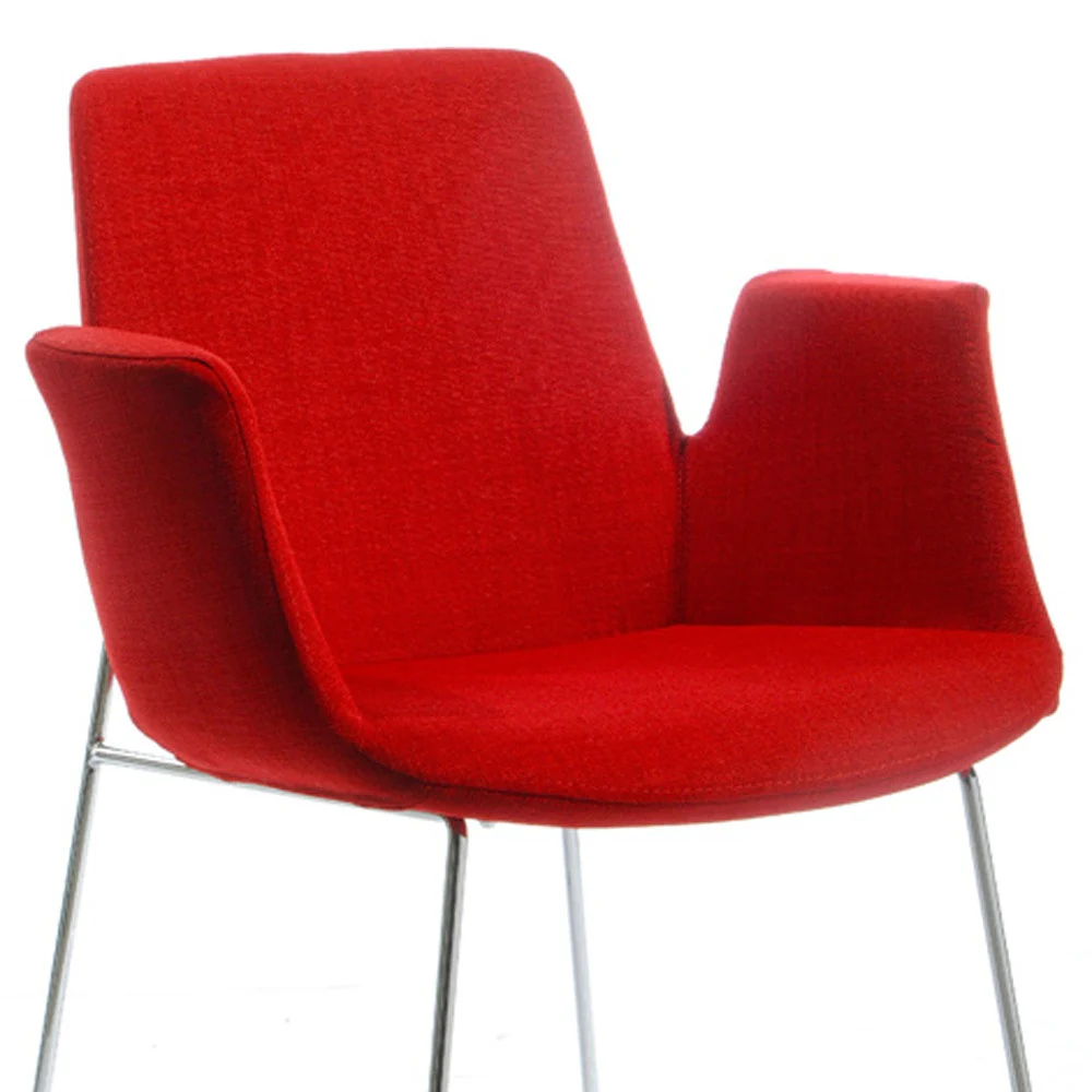 33' Red Polyester Fabric And Metal Dining Chair By Homeroots - Image 4