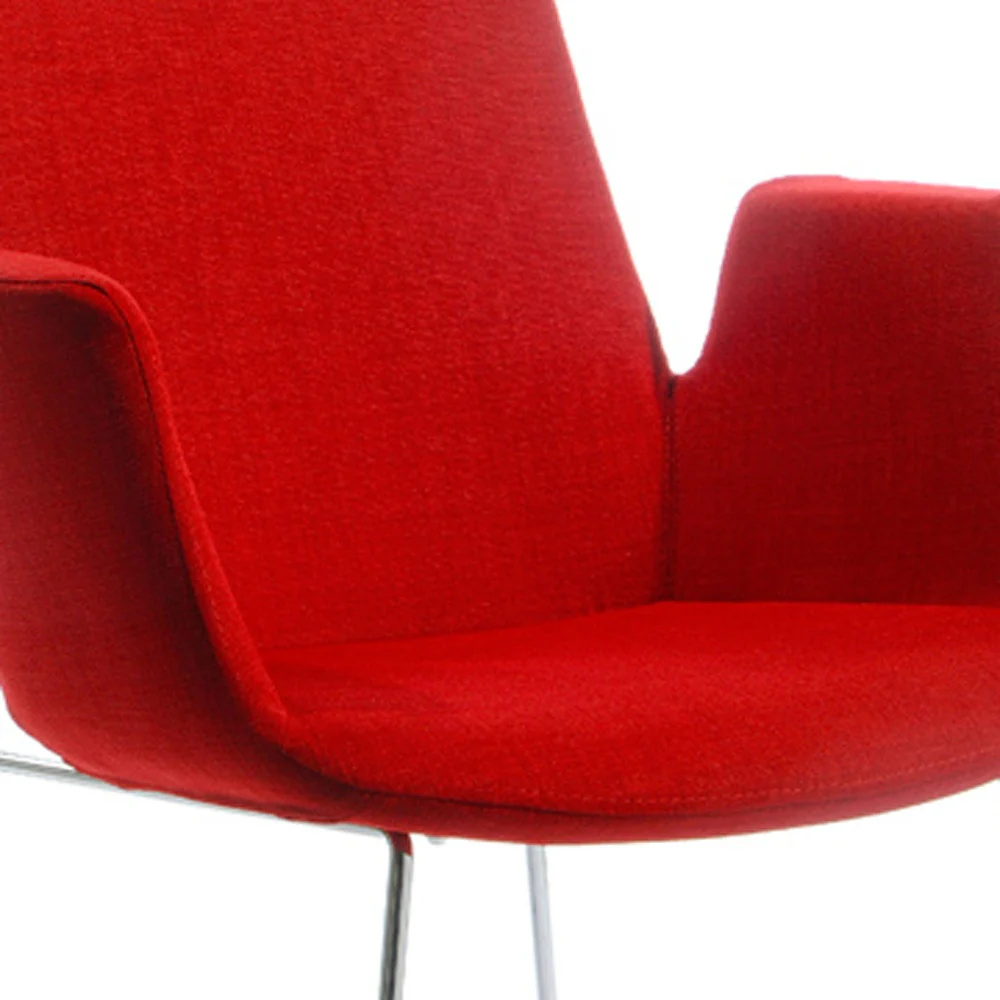 33' Red Polyester Fabric And Metal Dining Chair By Homeroots - Image 5