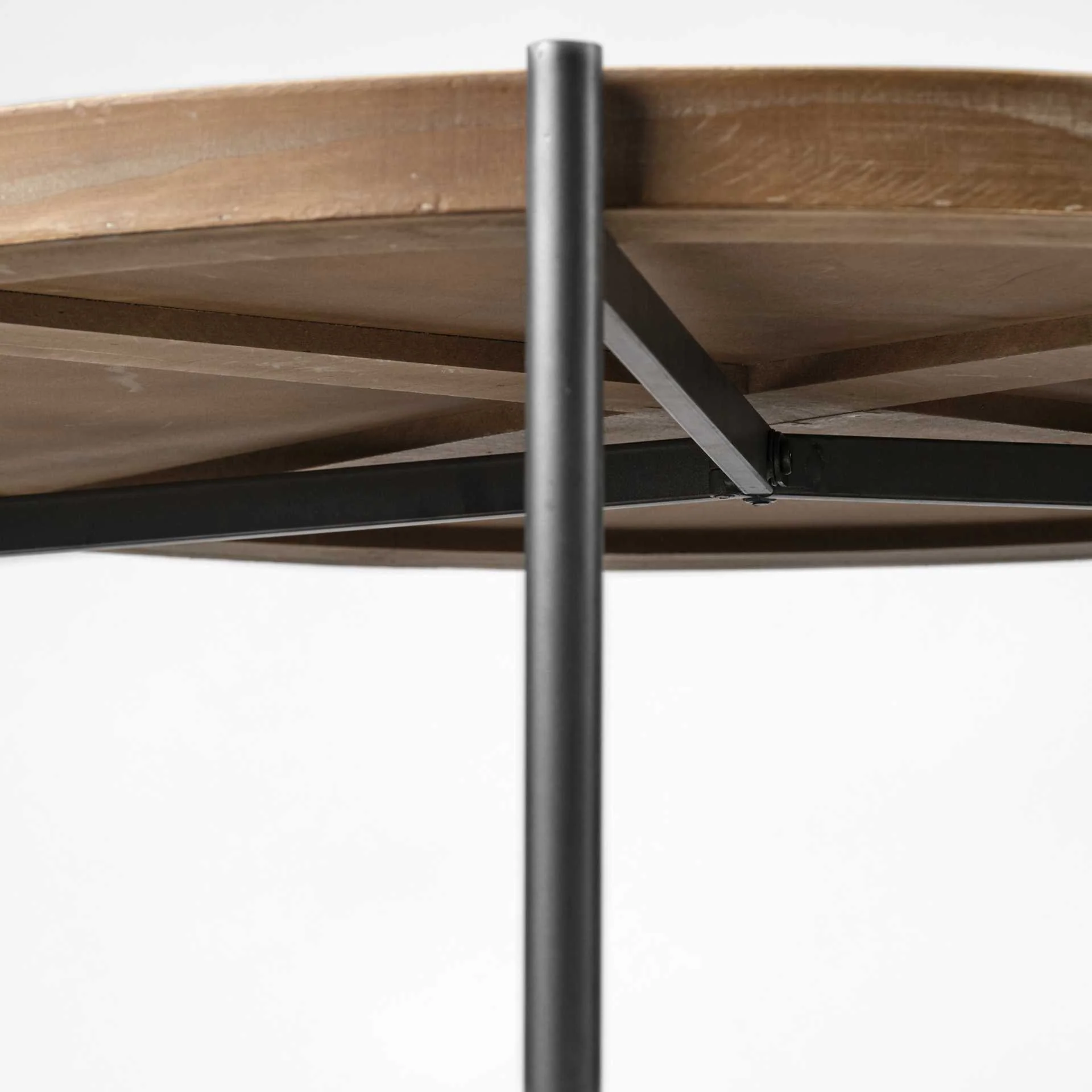 33' Round Black Wood and Metal Frame Two Tier Coffee Table By Homeroots - Image 4