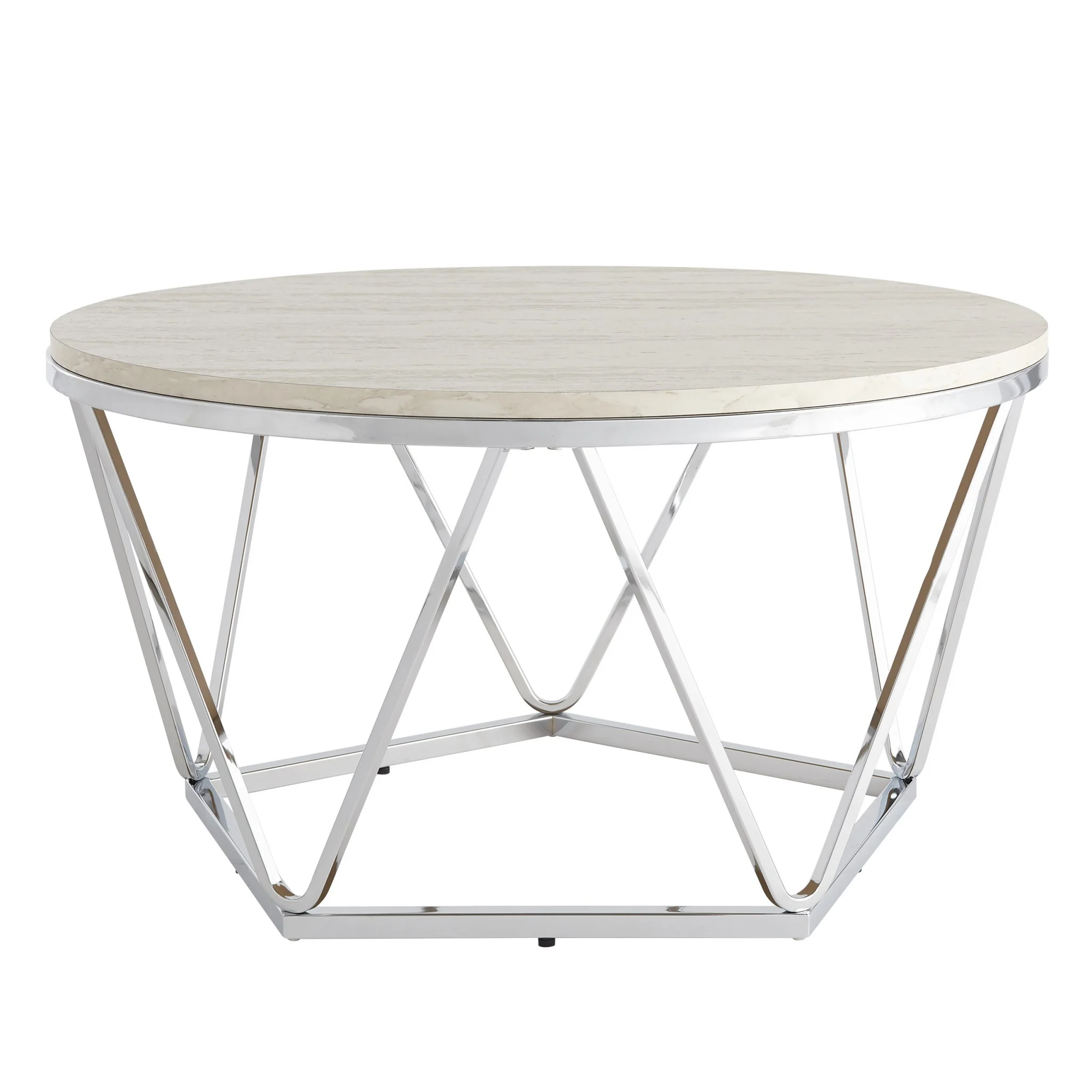 33" Silver Manufactured Wood And Metal Round Coffee Table By Homeroots - Image 2