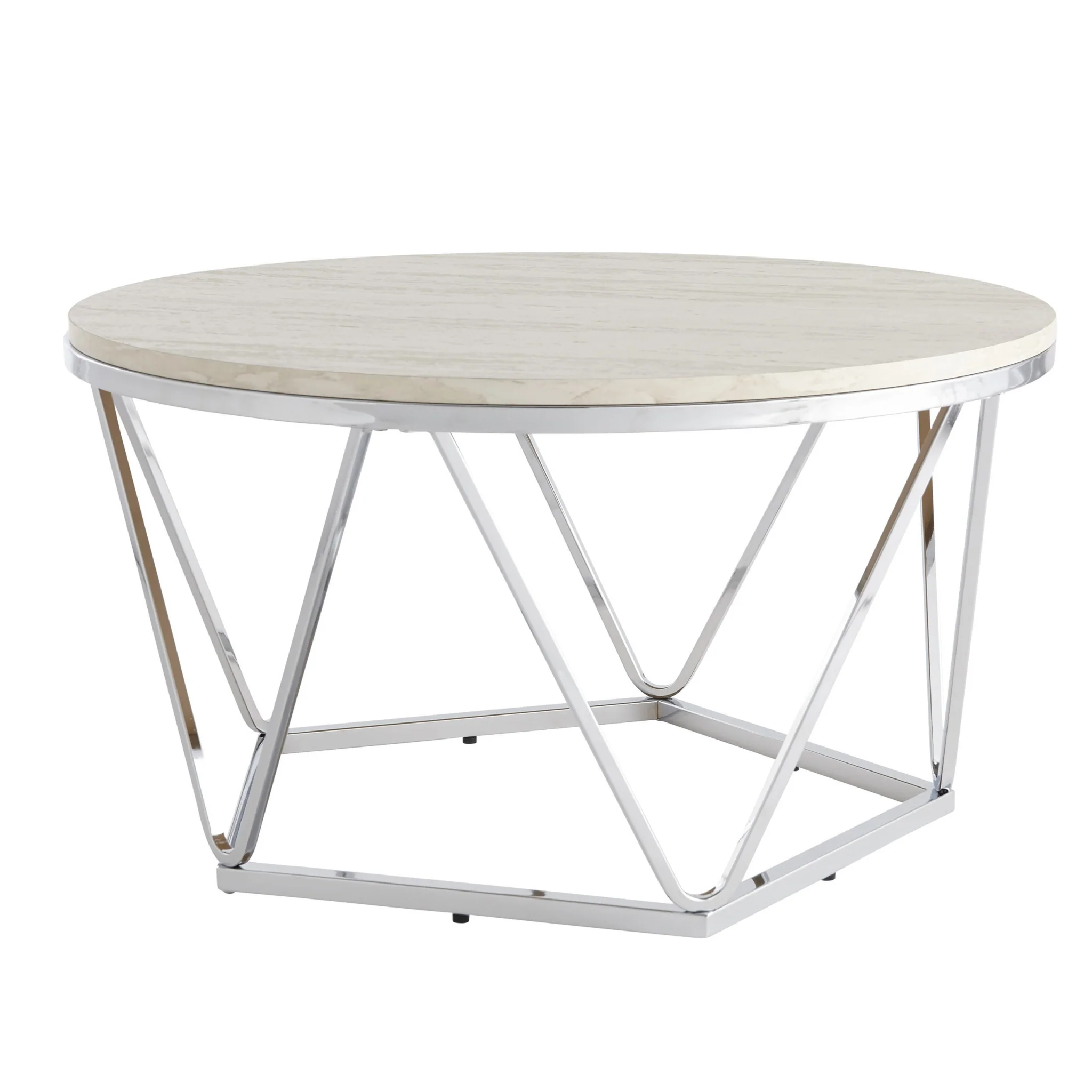 33" Silver Manufactured Wood And Metal Round Coffee Table By Homeroots - Image 3