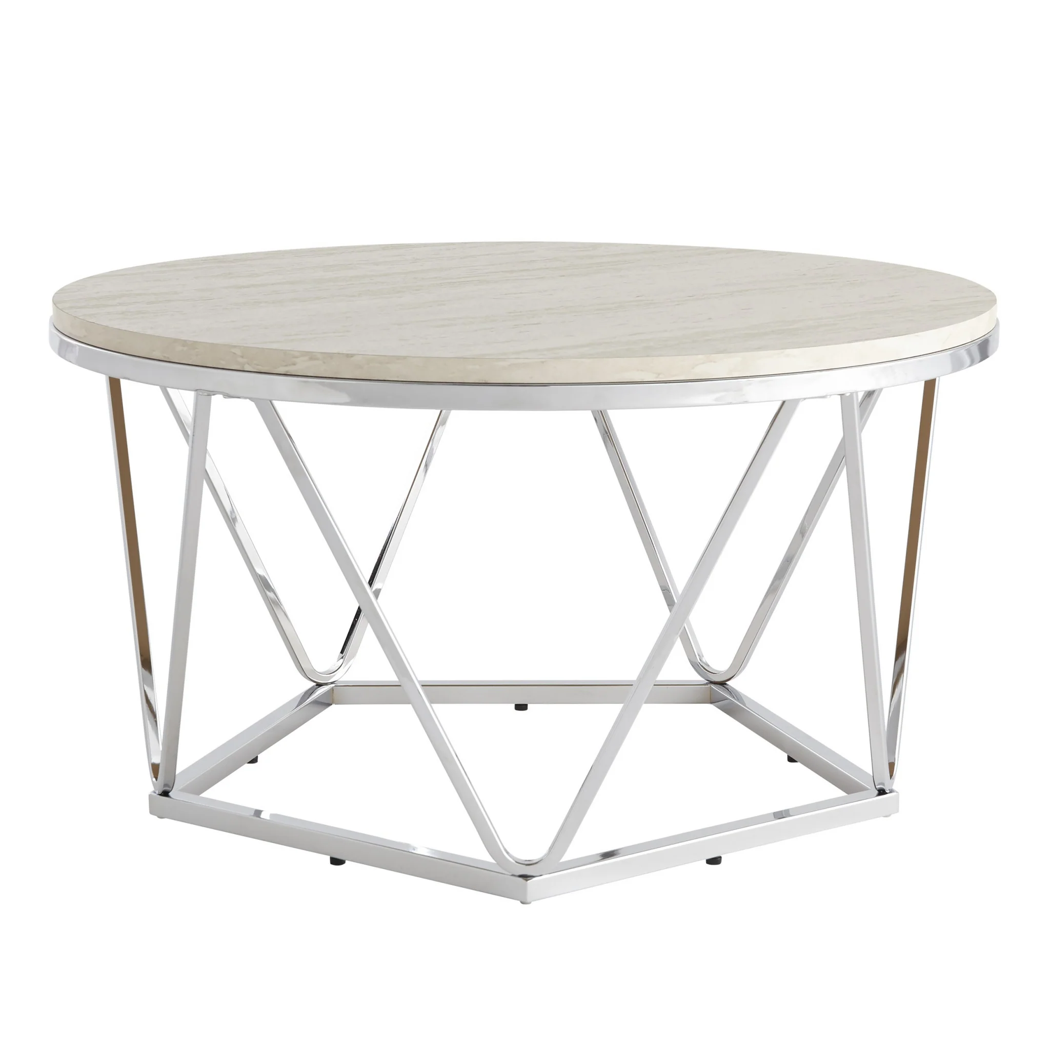 33" Silver Manufactured Wood And Metal Round Coffee Table By Homeroots - Image 4