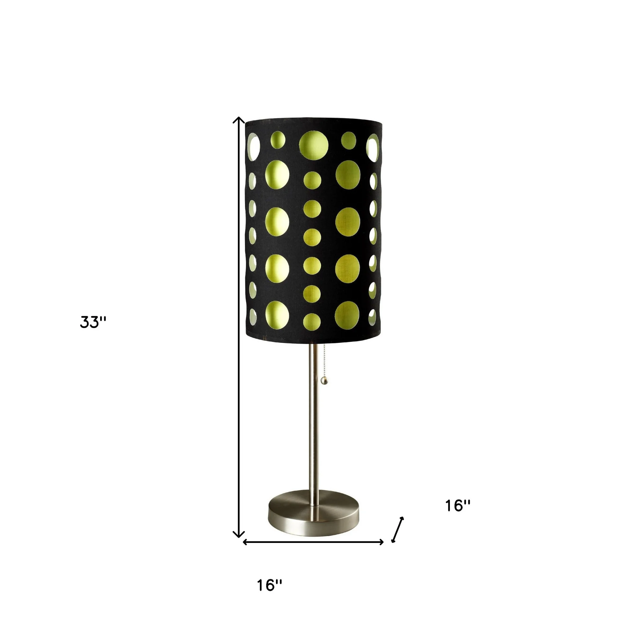 33" Silver Metal Mod Table Lamp With Black And Green Drum Shade By Homeroots - Image 6
