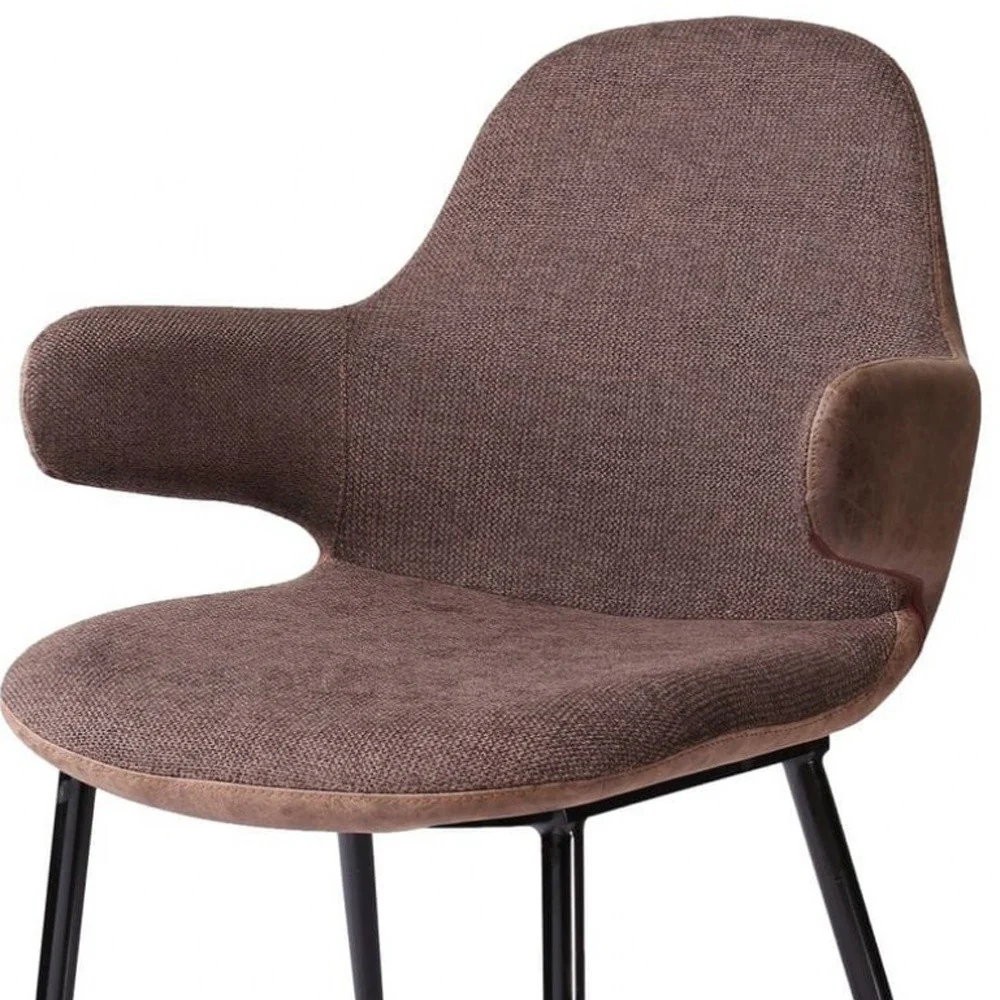 33" Stylish Brown Fabric and Faux Leather Accent Chair By Homeroots - Image 5