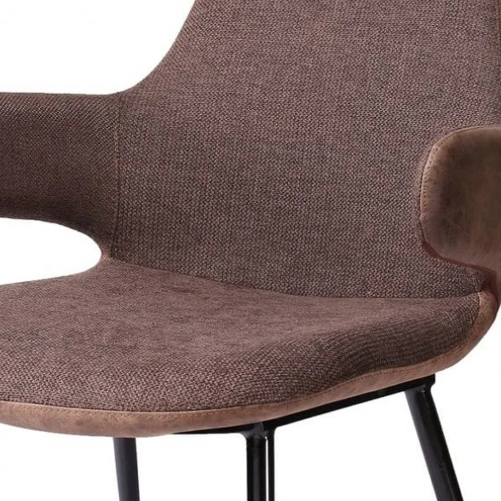 33" Stylish Brown Fabric and Faux Leather Accent Chair By Homeroots - Image 6