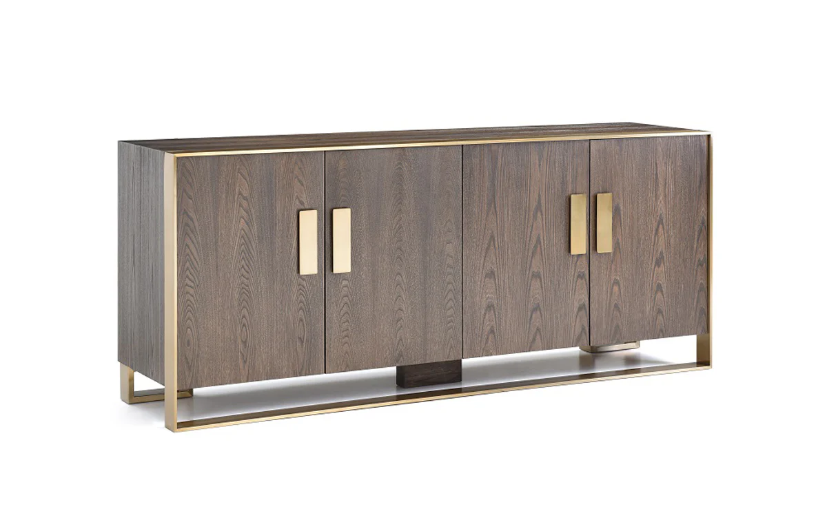33' Veneer And Antique Brass Buffet By Homeroots - Image 2