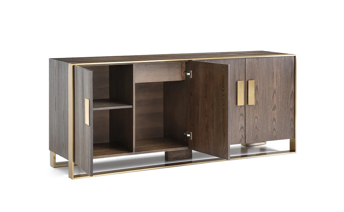33' Veneer And Antique Brass Buffet By Homeroots - Image 3