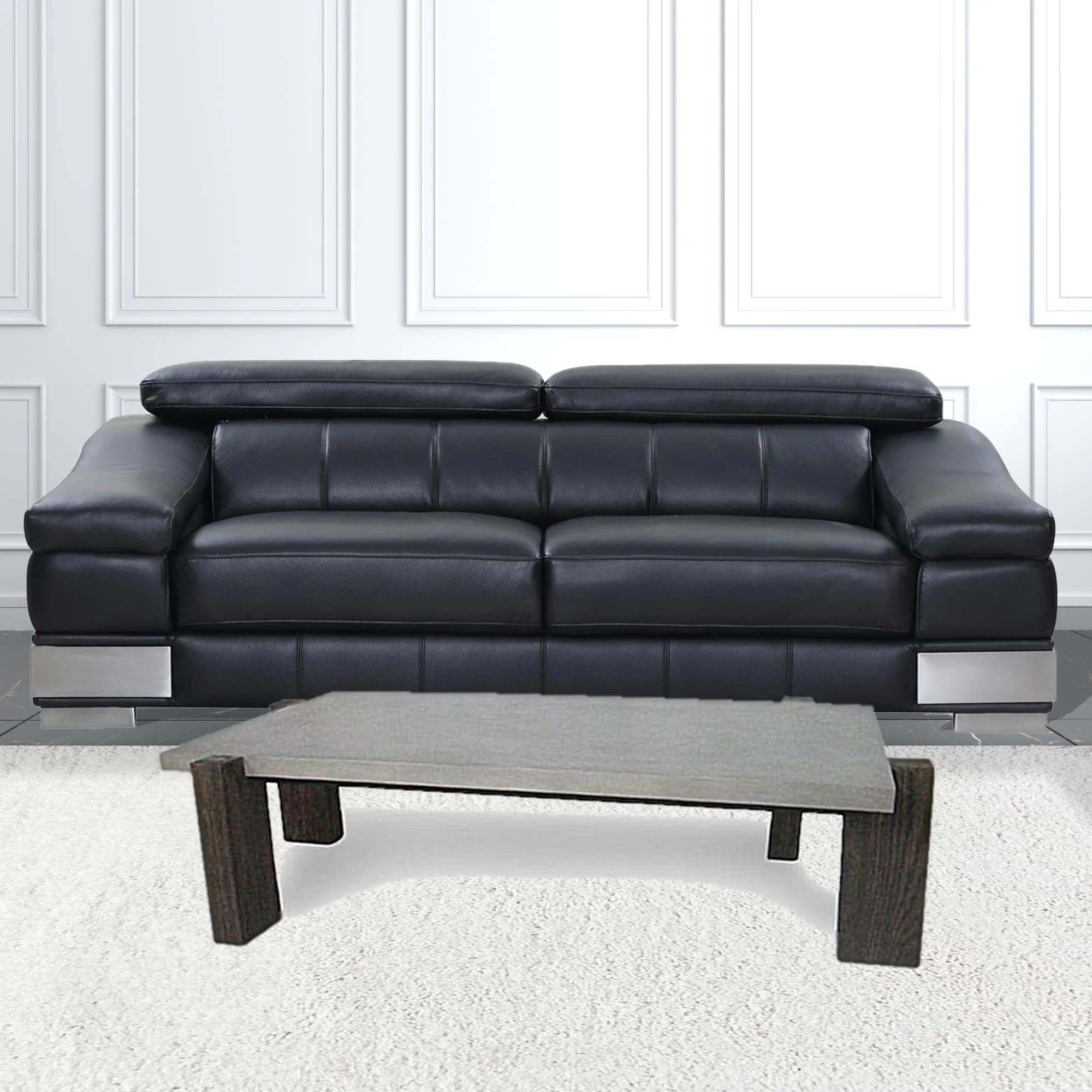 33" Walnut And Dark Grey Concrete Rectangular Coffee Table By Homeroots - Image 5