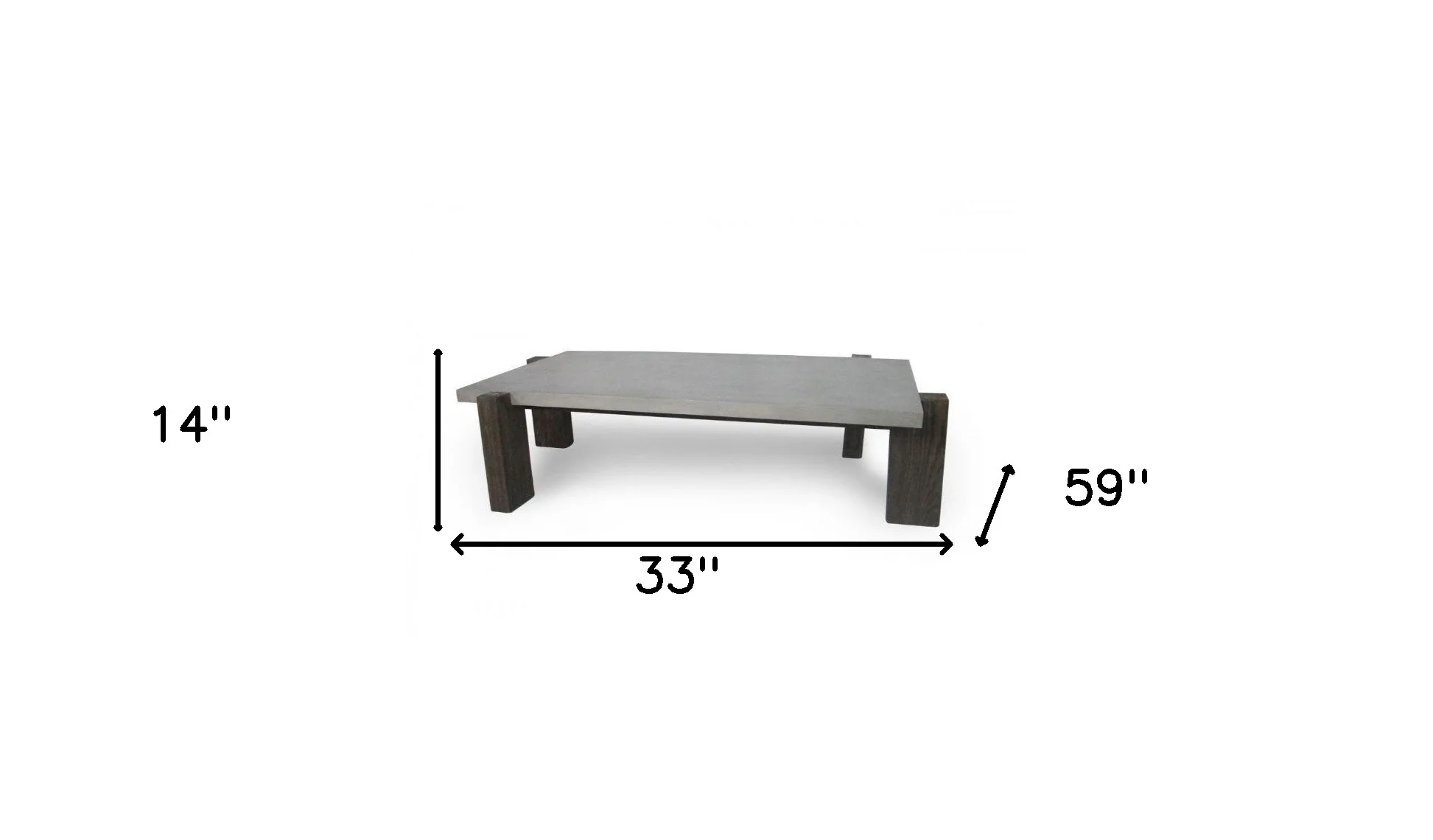 33" Walnut And Dark Grey Concrete Rectangular Coffee Table By Homeroots - Image 8