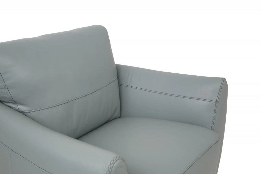 33" Watery Genuine Leather And Black Arm Chair By Homeroots - Image 4