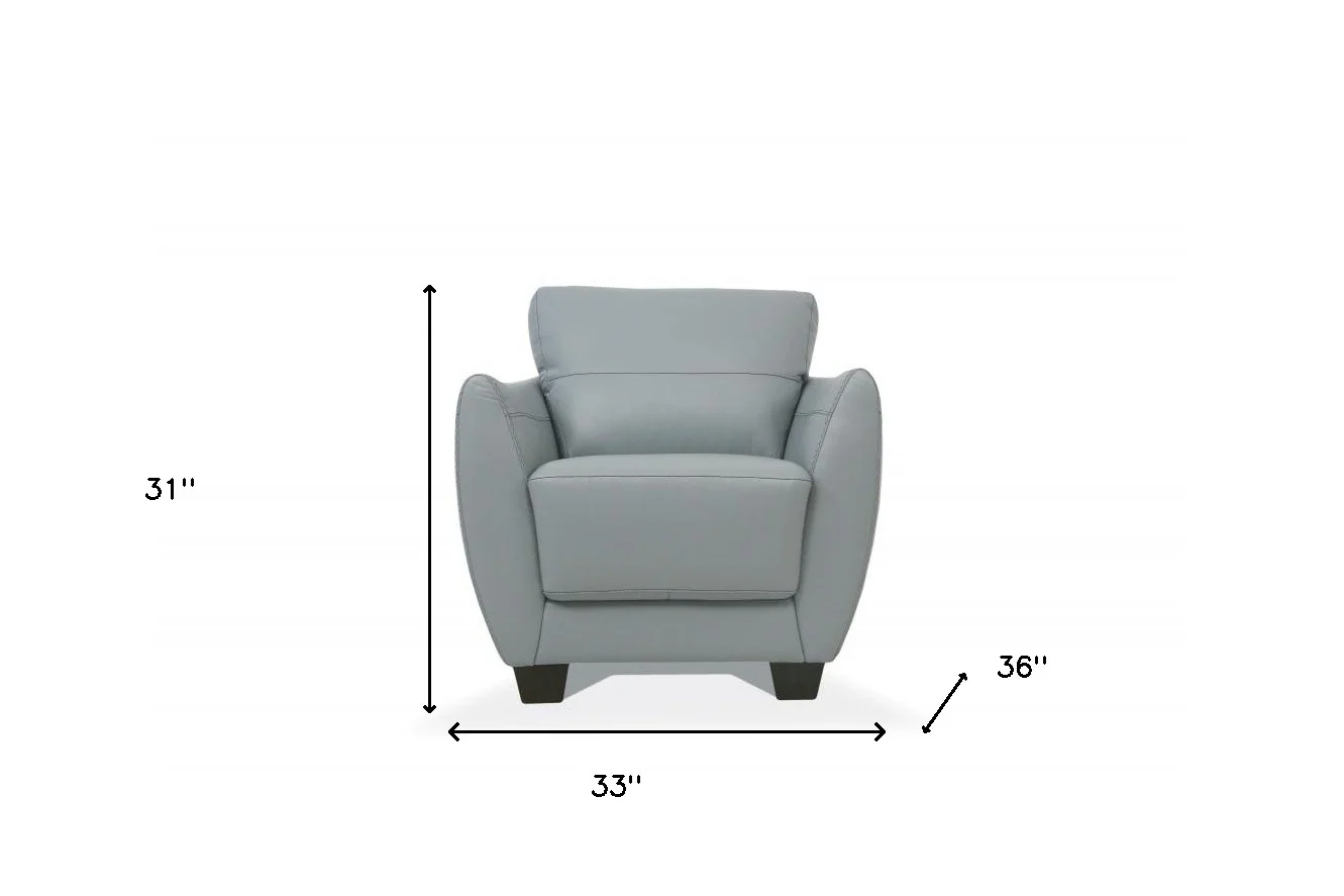 33" Watery Genuine Leather And Black Arm Chair By Homeroots - Image 6