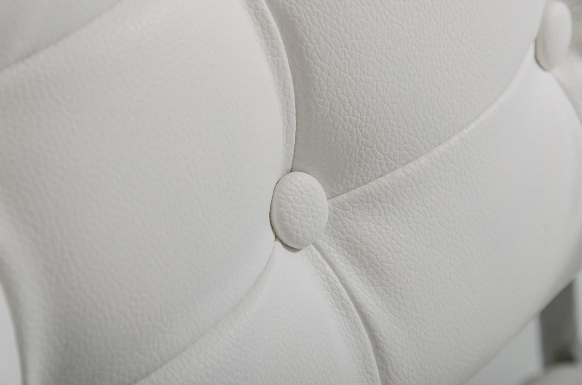 33' White Leatherette And Steel Dining Arm Chair By Homeroots - Image 3