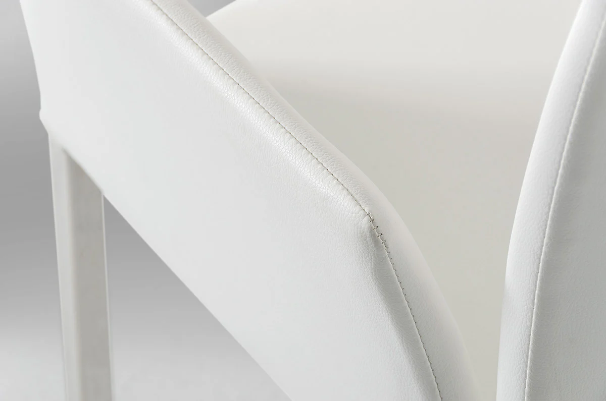 33' White Leatherette And Steel Dining Chair By Homeroots - Image 2