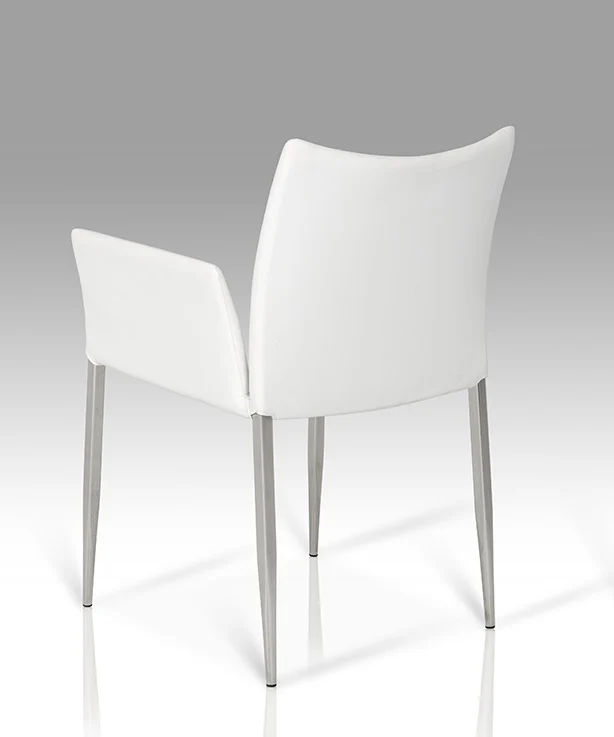 33' White Leatherette And Steel Dining Chair By Homeroots - Image 3