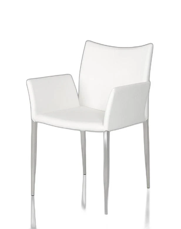 33' White Leatherette And Steel Dining Chair By Homeroots - Image 4