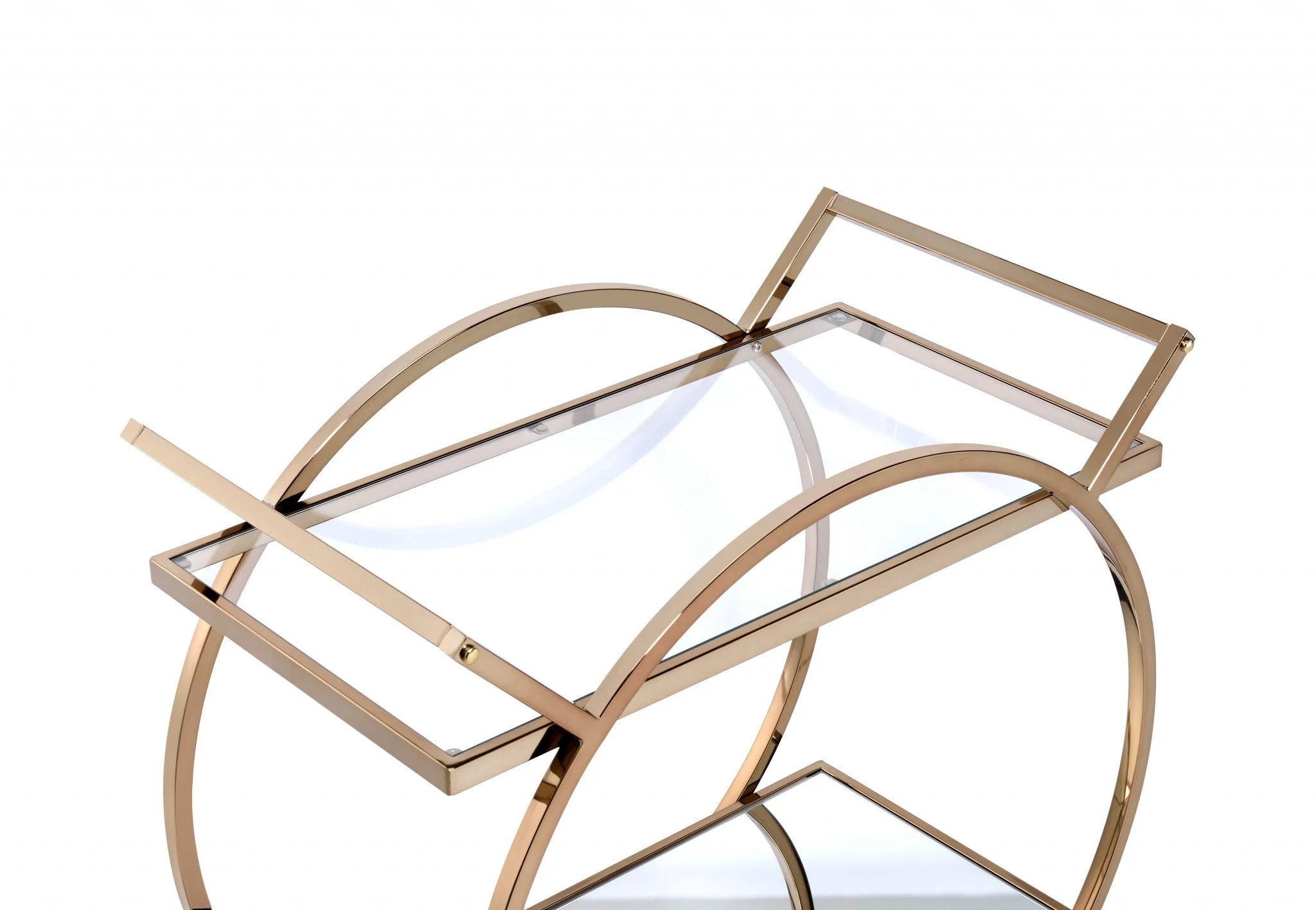 33' X 19' X 35' Champagne Metal Tube Serving Cart By Homeroots - Image 2