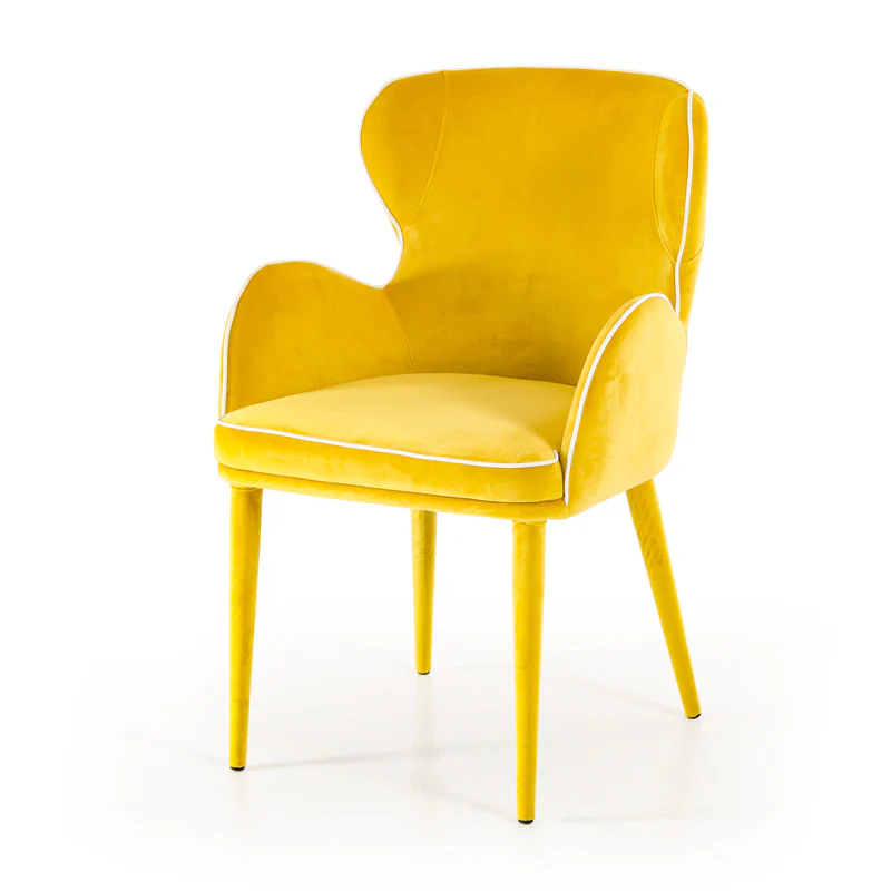 33' Yellow Fabric And Metal Dining Chair By Homeroots - Image 2