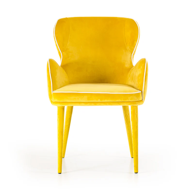 33' Yellow Fabric And Metal Dining Chair By Homeroots - Image 3