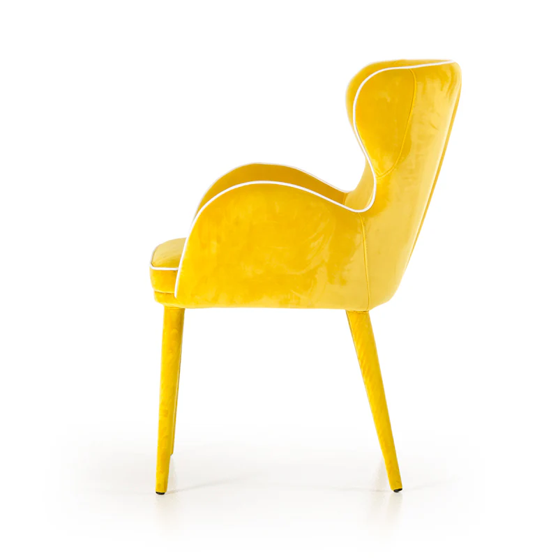 33' Yellow Fabric And Metal Dining Chair By Homeroots - Image 4
