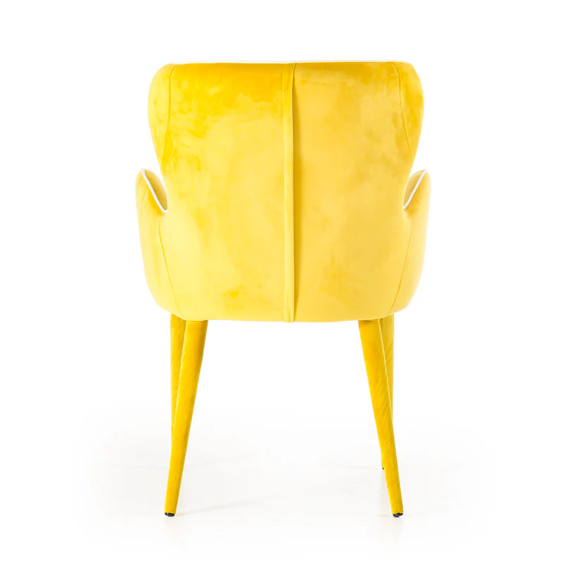 33' Yellow Fabric And Metal Dining Chair By Homeroots - Image 5