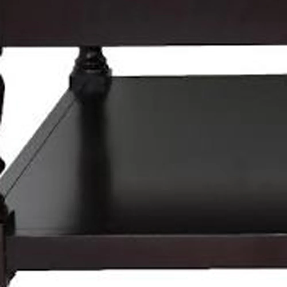 34.5" Dark Grey and Dark Brown Tufted Leather Coffee Table By Homeroots - Image 5