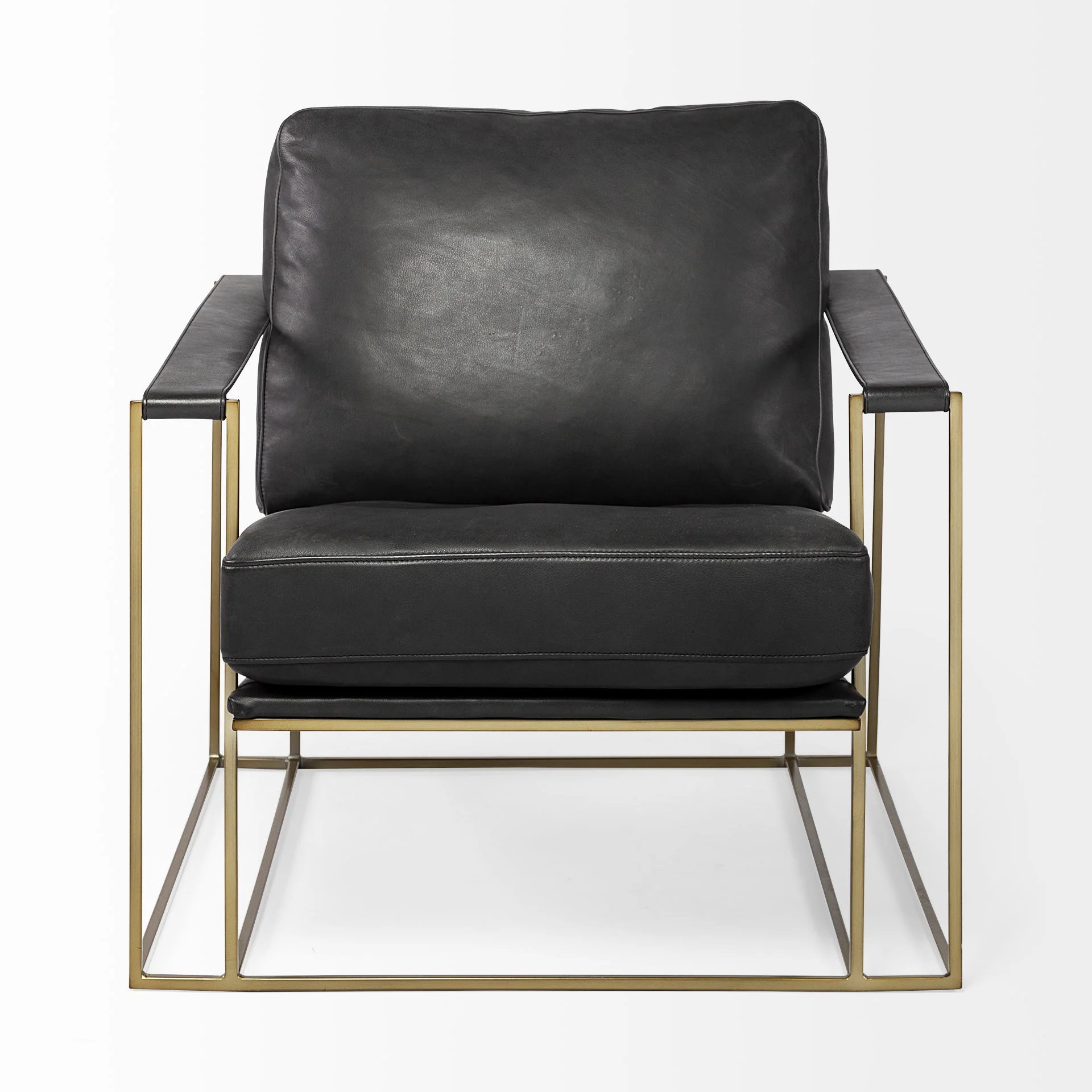 34" Black And Pearl Faux Leather Distressed Arm Chair By Homeroots - Image 2