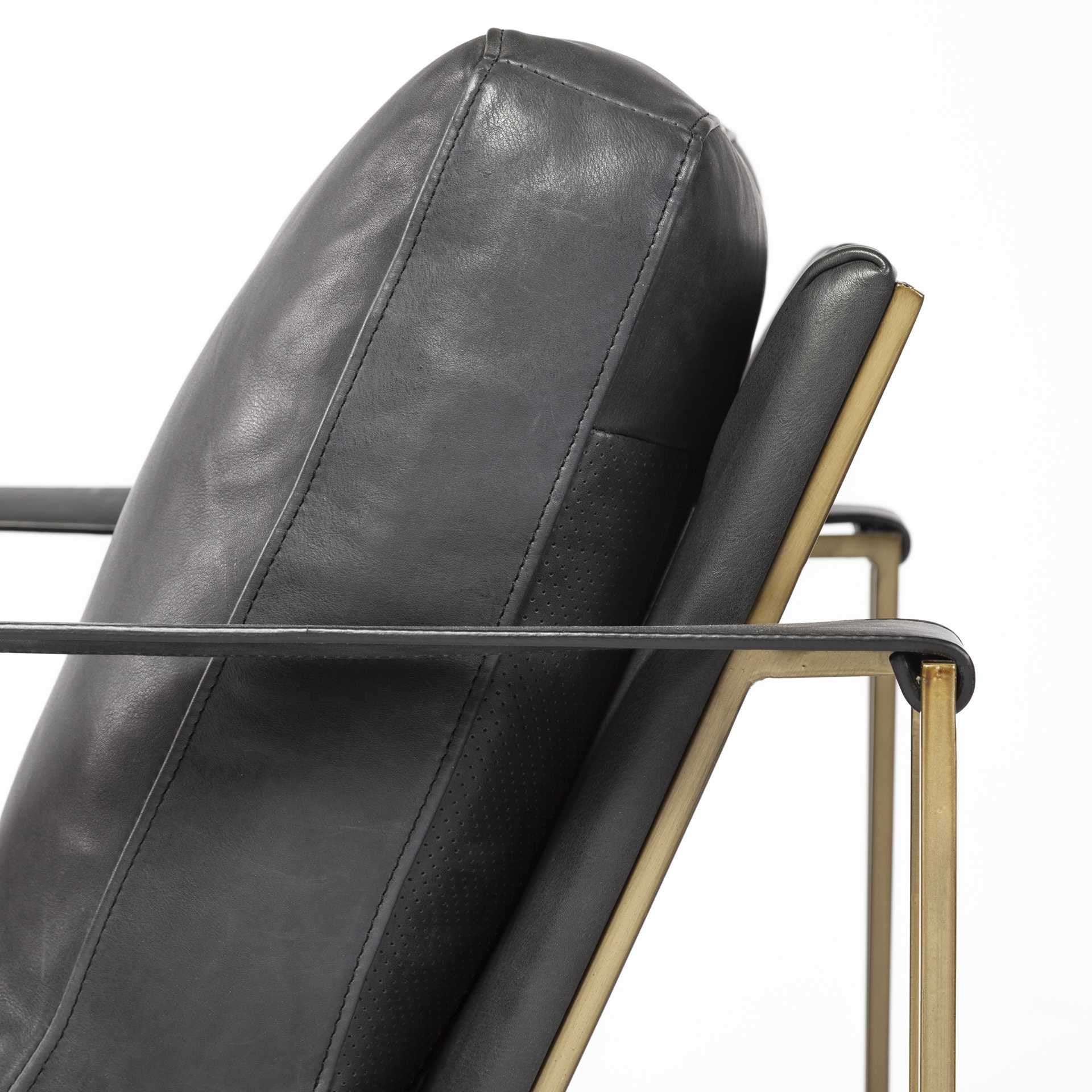 34" Black And Pearl Faux Leather Distressed Arm Chair By Homeroots - Image 6