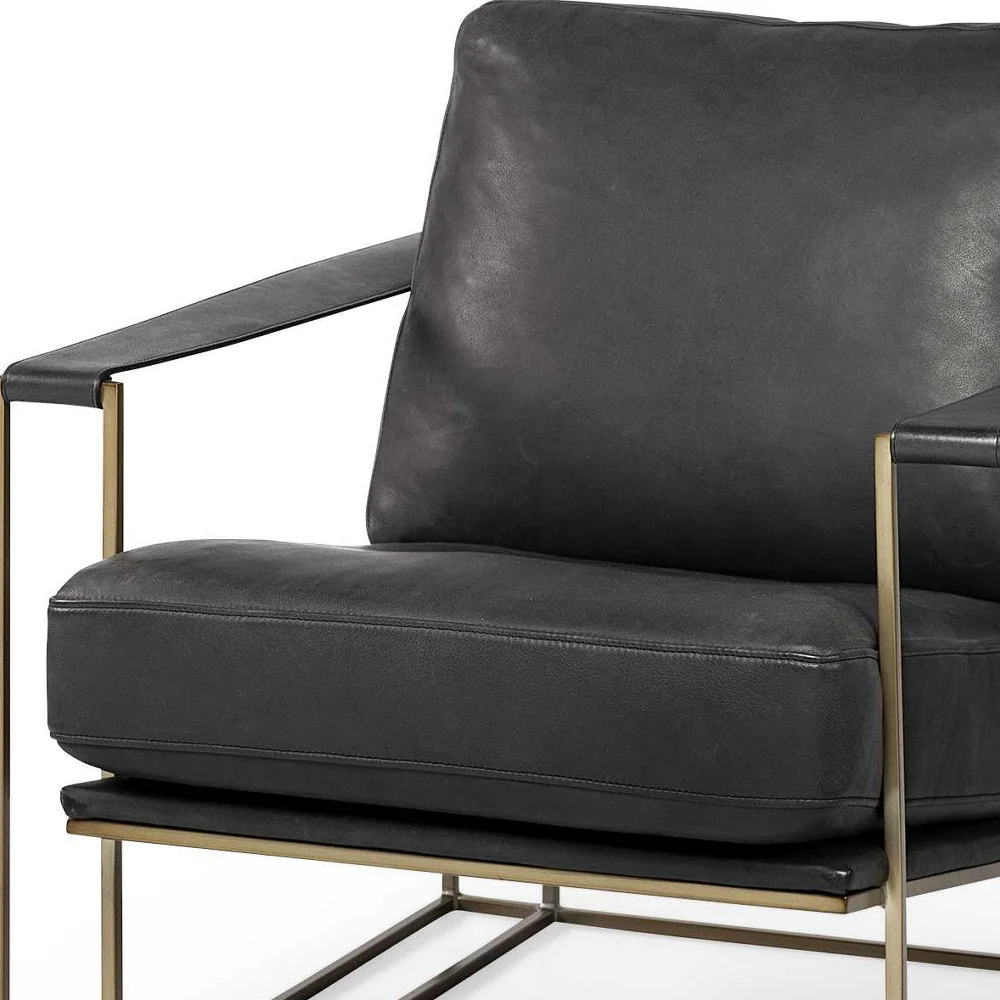 34" Black And Pearl Faux Leather Distressed Arm Chair By Homeroots - Image 8