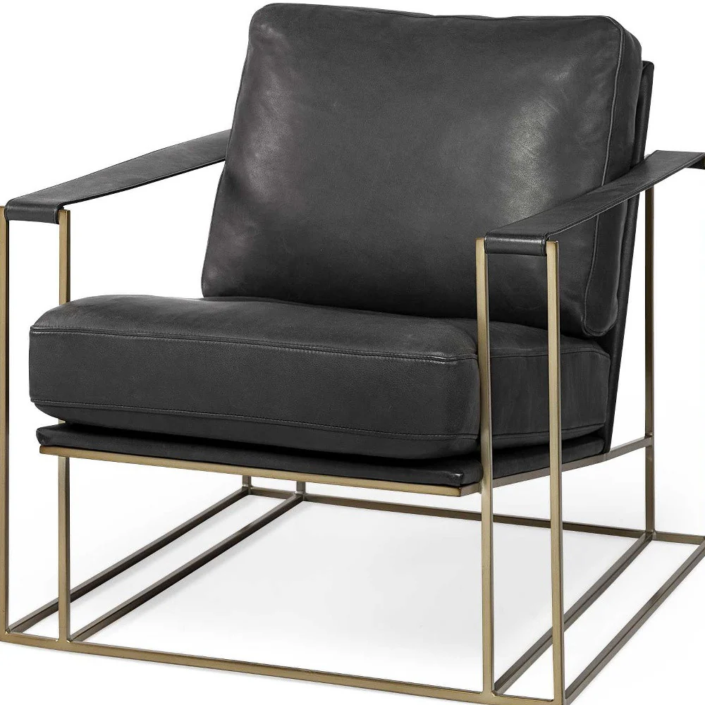 34" Black And Pearl Faux Leather Distressed Arm Chair By Homeroots - Image 9