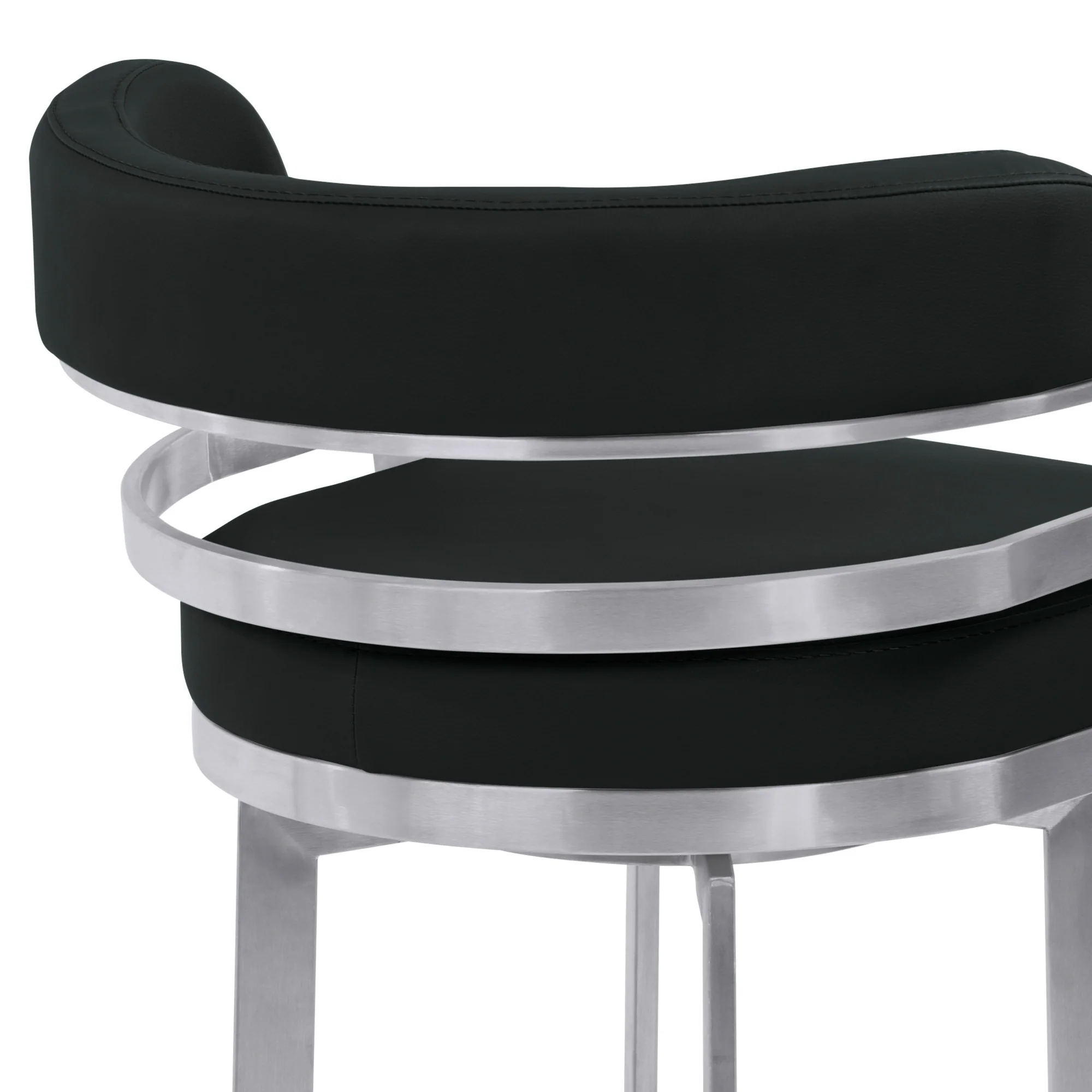 34" Black Brushed Stainless Steel Counter Height Swivel Backless Bar Chair By Homeroots - Image 6
