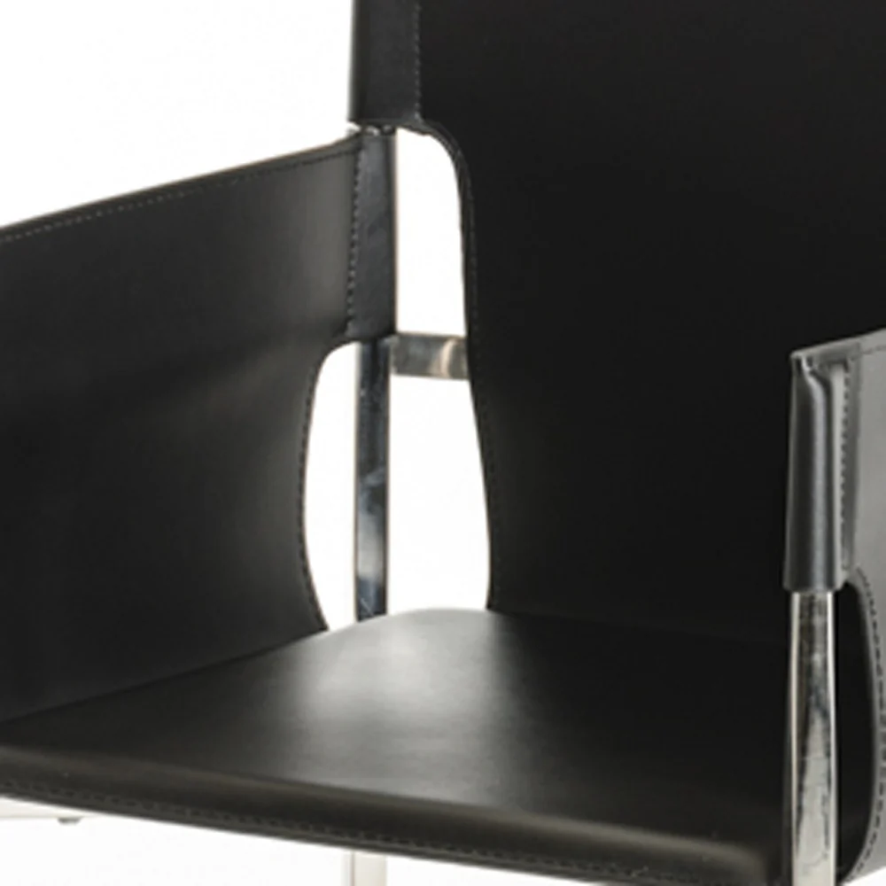 34' Black Eco Leather And Stainless Steel Dining Chair By Homeroots - Image 5