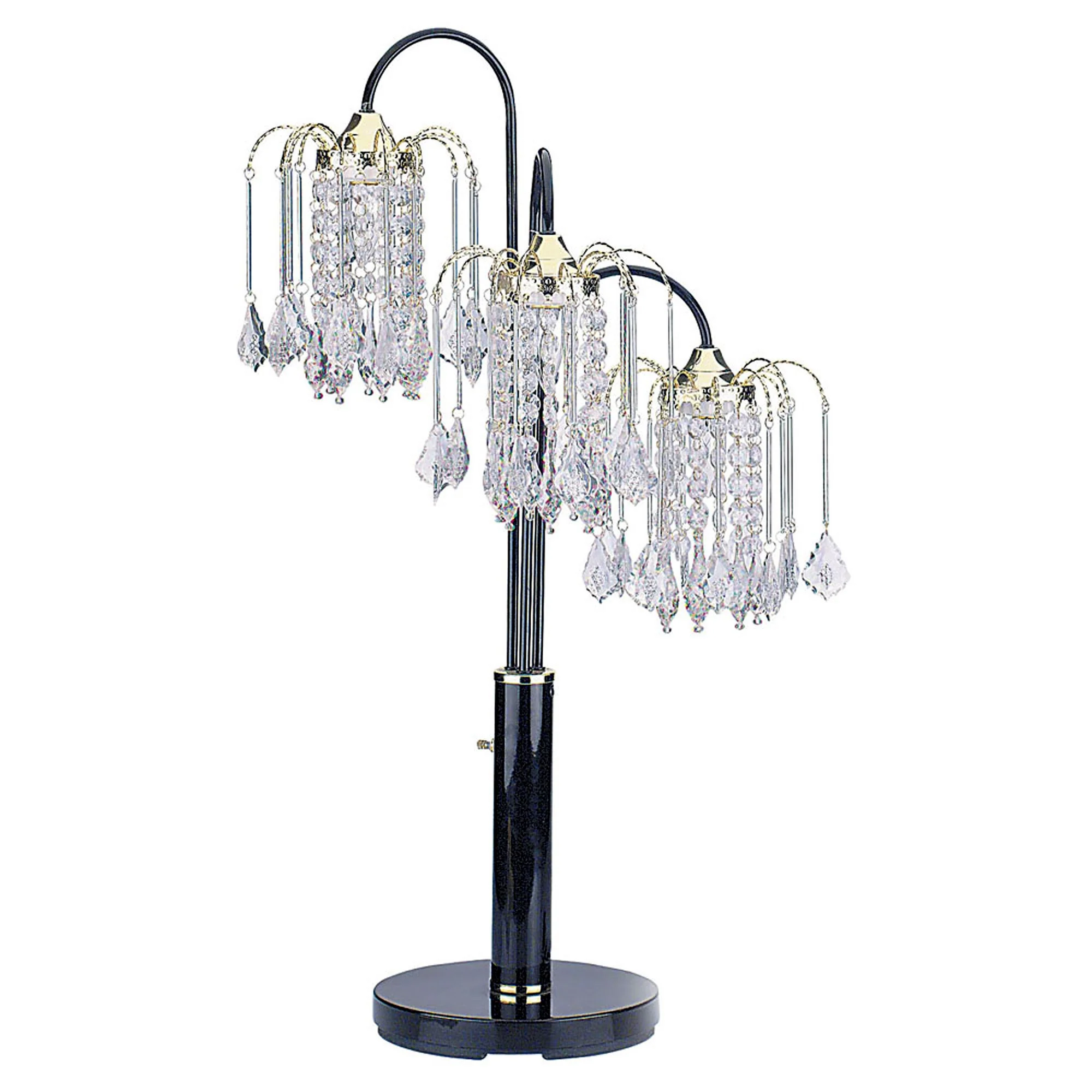 34" Black Metal Three Light Chandelier Table Lamp By Homeroots - Image 2