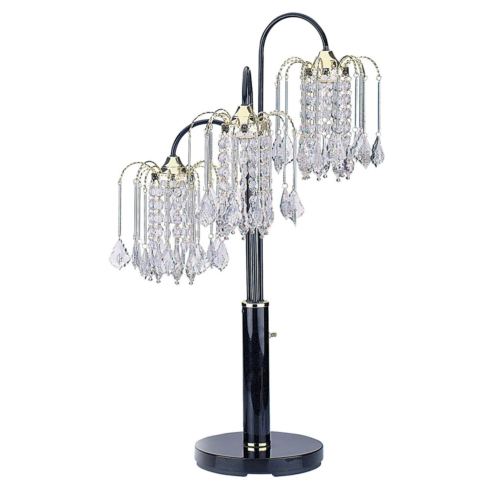34" Black Metal Three Light Chandelier Table Lamp By Homeroots - Image 3