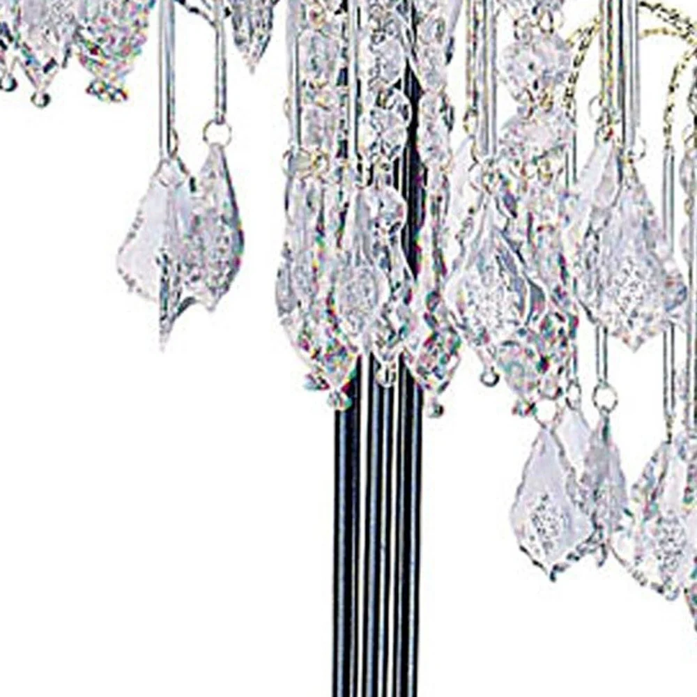 34" Black Metal Three Light Chandelier Table Lamp By Homeroots - Image 4