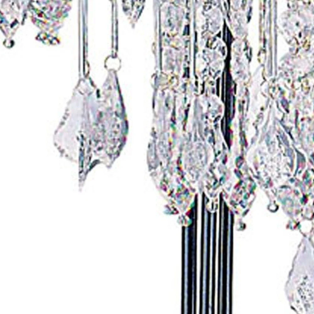 34" Black Metal Three Light Chandelier Table Lamp By Homeroots - Image 5