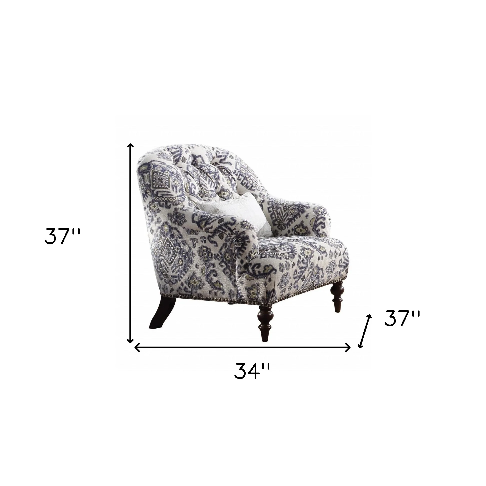 34" Black Tufted Arm Chair By Homeroots - Image 5