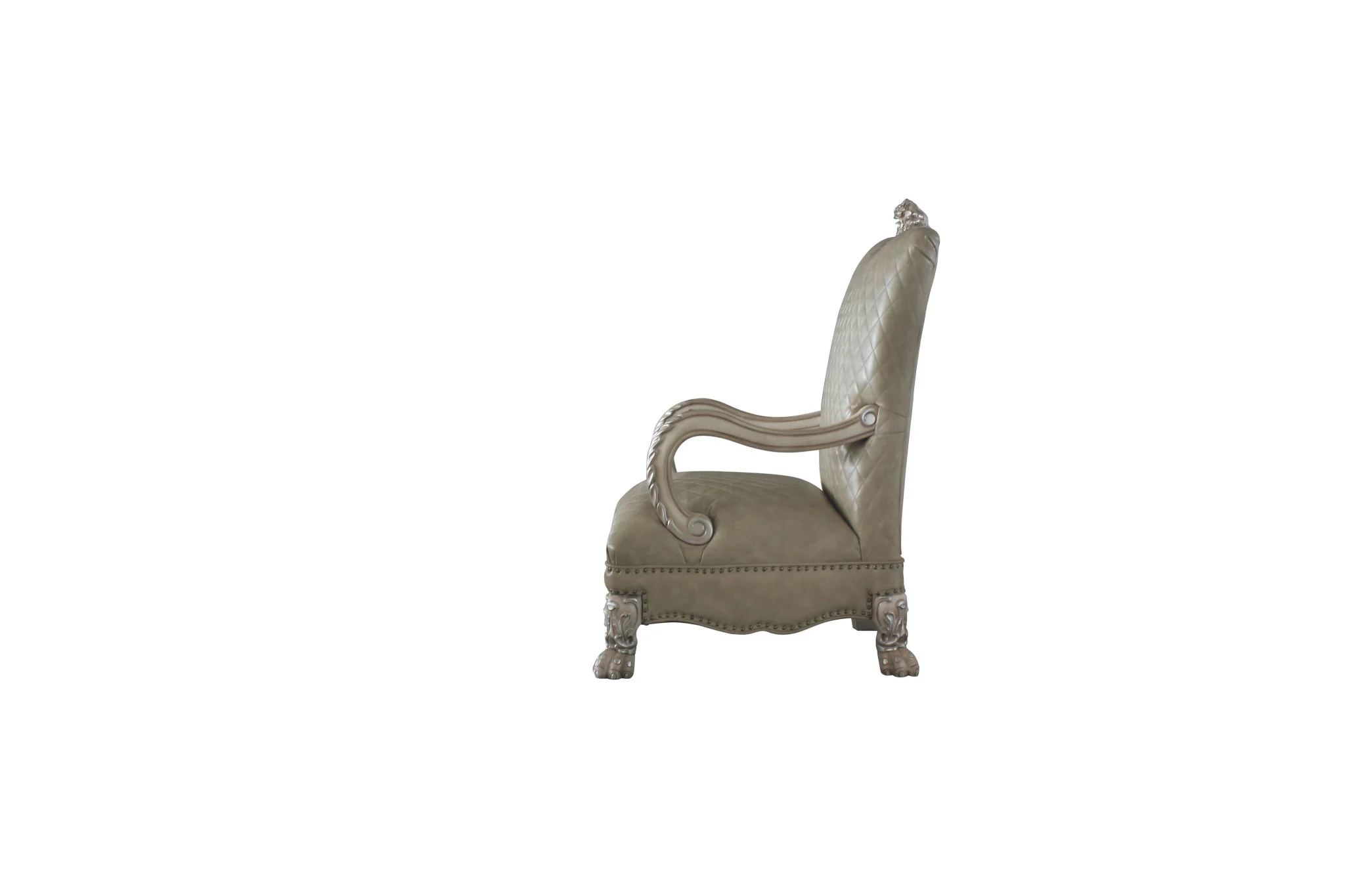 34" Bone Faux Leather Arm Chair By Homeroots - Image 3