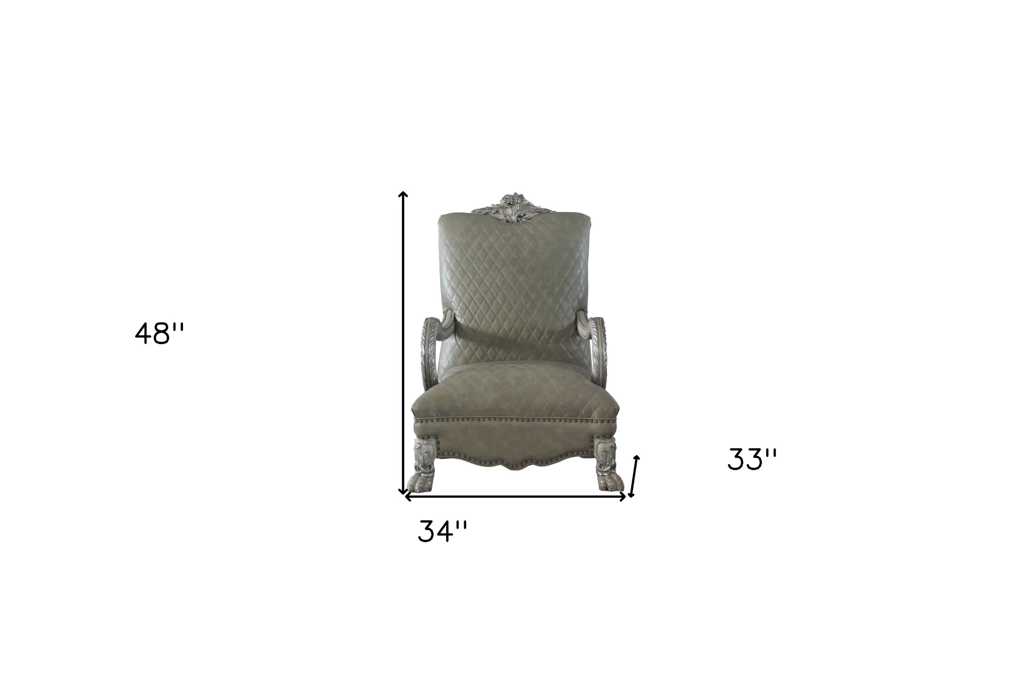 34" Bone Faux Leather Arm Chair By Homeroots - Image 7