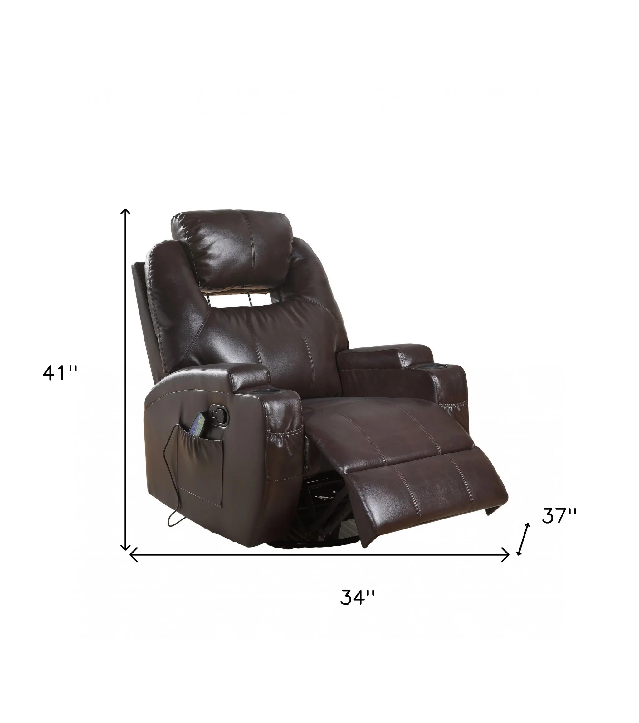 34" Brown Recliners By Homeroots - Image 5