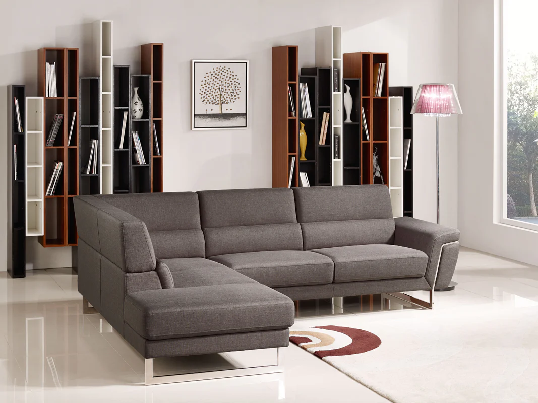 34' Brown Fabric Foam Wood and Steel Sectional Sofa By Homeroots - Image 2