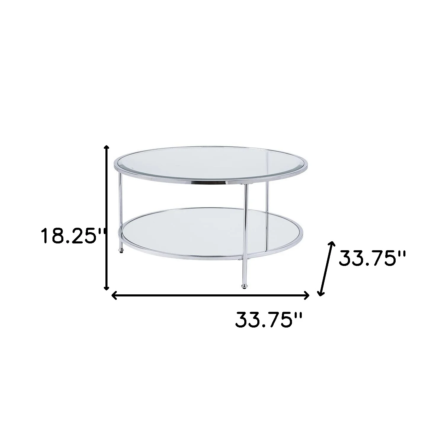 34" Chrome Glass And Metal Round Mirrored Coffee Table By Homeroots - Image 4