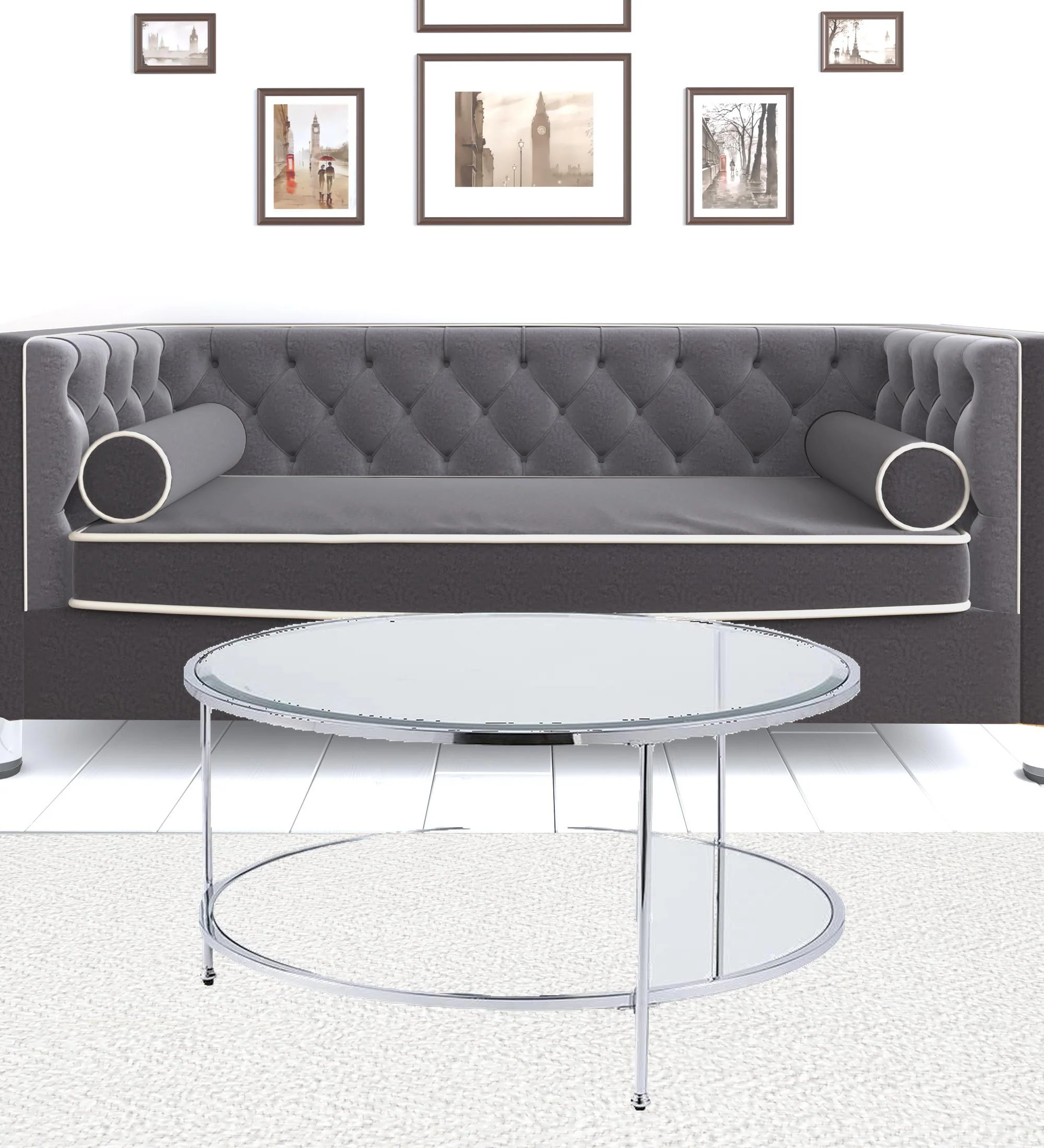34" Chrome Glass And Metal Round Mirrored Coffee Table By Homeroots - Image 5